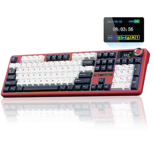 AULA F108 PRO - Wireless Mechanical Keyboard with Screen&Knob,Hot Swappable Gaming Keyboard with 8000mAh Battery,Pre-lubed Switches,RGB Backlit,PBT Keycaps Creamy Sounding Computer Keyboards,104 Keys main image