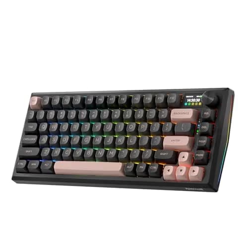 Redragon K720 Wireless CNC Gasket Gaming Keyboard w/Hype Screen & Knob, 81 Keys Mechanical Keyboard, Smart 1.14’’ TFT Info Display, 5-Layer Noise Dampening, Custom Linear Switch, Dawn Sakura Color main image