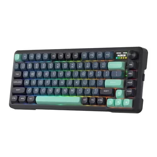 Redragon K724 PRO Wireless Gasket Gaming Keyboard w/Hype Screen & Knob, 81-Key Mechanical Keyboard, Easy-Control 1.14’’ TFT Info Display, 5-Layer Noise Dampening, Custom Linear Switch, Dark Jade Color main image