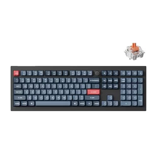 Keychron V6 Max Wireless Custom Mechanical Keyboard, 2.4 GHz Bluetooth 5.1 QMK Full-Size Layout RGB with Hot-swappable Silent Red Switch Compatible with Mac Windows Linux main image
