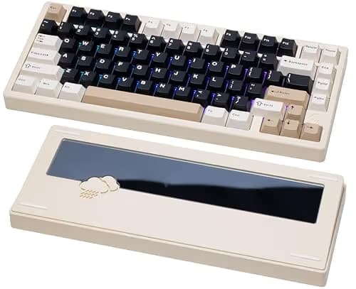 KEEBMONKEY WOBKEY Rainy 75 CNC Aluminum HMX/JWK/Cocoa Switches Triple-Mode Connectivity Mechanical Keyboard with Superior Acoustics, RGB/PP/Mirrored Glass/3500mAh/Violet Switch (Standard - White) main image