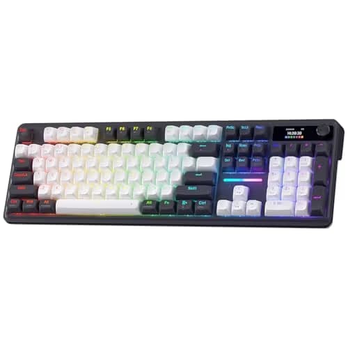 Redragon K762 Wireless Gasket Gaming Keyboard w/Hype Screen & Knob, 104 Keys Mechanical Keyboard, Easy-Control 1.14’’ TFT Info Display, 5-Layer Noise Dampening, Round PBT Keycaps, Mint Mambo Switch image