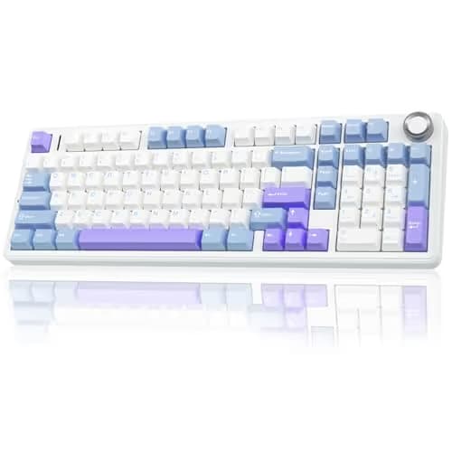 AULA F99 Pro Wireless Mechanical Keyboard with Knob,Creamy Sound,Tri-Mode BT5.0/USB-C/2.4GHz Hot Swappable Keyboard,Gasket Structure,RGB Backlit Computer Gaming Keyboards image