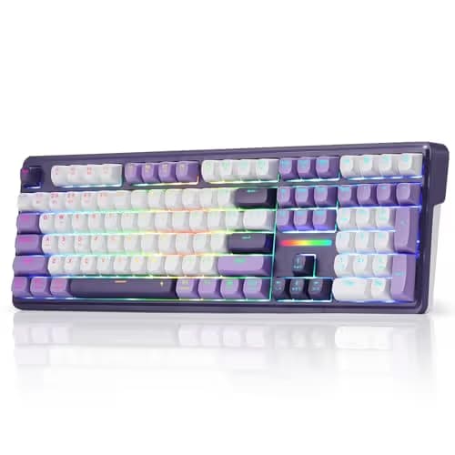 Redragon K745 PRO Wireless Gasket RGB Gaming Keyboard, 108 Keys Mechanical Keyboard White and Purple Mambo Switch image