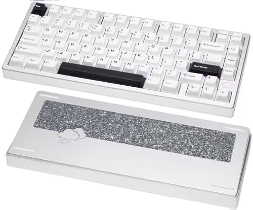 KEEBMONKEY WOBKEY Rainy 75 CNC Aluminum HMX/JWK/Cocoa Switches Triple-Mode Connectivity Mechanical Keyboard with Superior Acoustics, RGB/FR4/Silver SUS304/7000mAh/Cocoa Switch (Pro - Silver) image