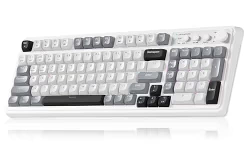 AULA S99 Tri-Mode (2.4G/BT/Wired) Programmable Full Size Membrane Gaming Keyboard Grey-Black-White image