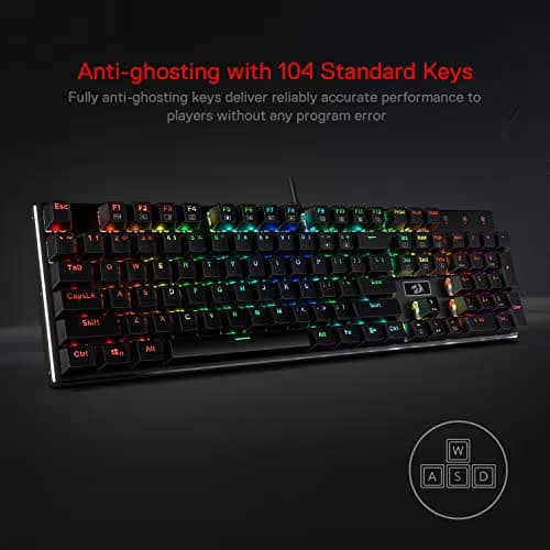 Redragon K556 RGB LED Backlit Wired Mechanical Gaming Keyboard, 104 Keys Hot-Swap Mechanical Keyboard w/Aluminum Base, Upgraded Socket and Noise Absorbing Foams, Quiet Linear Red Switch image