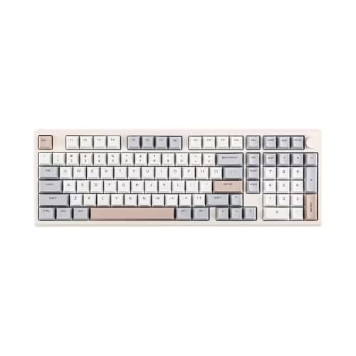 EPOMAKER Galaxy100 QMK/VIA Wireless Gaming Keyboard, Aluminum Shell, BT/2.4Ghz/USB-C, Pre-Lubed Hot-Swappable Linear Switches, NKRO, RGB Backlit (Creamy White, Wisteria Linear Switch) image