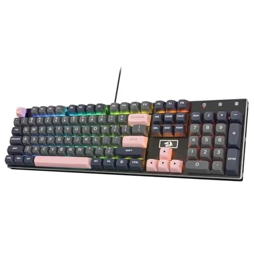 Redragon K556 SE Wired Gaming Keyboard, 104 Keys Hot-Swap Mechanical Keyboard w/Original Aluminum Base, Upgraded Socket, Noise Dampening Kit, PBT Keycaps & Custom Linear Switch, Dawn Sakura Color main image