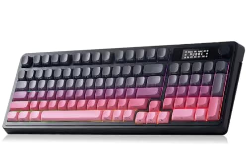 AULA S99 Pro Keyboard, Wireless Keyboards with Media Knob Custom RGB Backlit, 3-Modes BT/2.4G/USB-C Membrane Gaming Creamy Keyboard for Windows/MAC/PC Gamer - Black Pink image