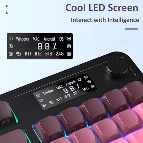 AULA S99 Pro Keyboard, Wireless Keyboards with Media Knob Custom RGB Backlit, 3-Modes BT/2.4G/USB-C Membrane Gaming Creamy Keyboard for Windows/MAC/PC Gamer - Black Pink image