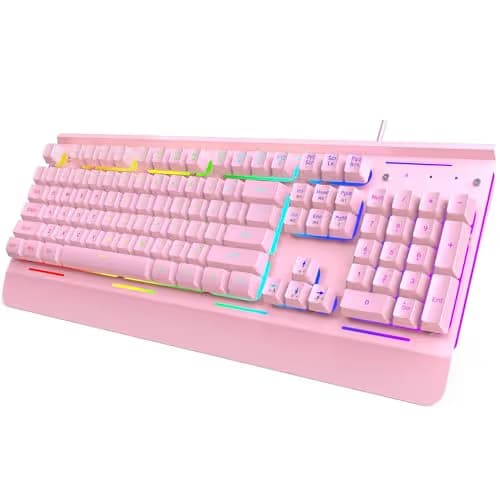 TECKNET Gaming Keyboard, USB Wired Computer Keyboard, 15-Zone RGB Illumination, IP32 Water Resistance, 25 Anti-ghosting Keys, All-Metal Panel (Whisper Quiet Gaming Switch) image
