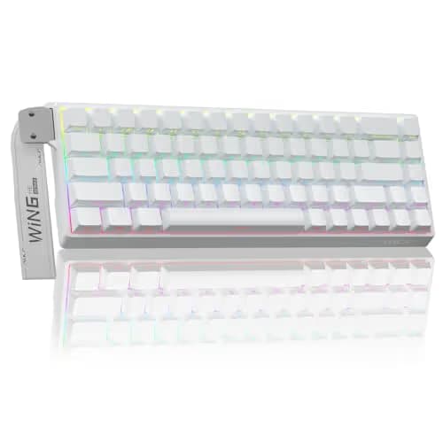 AULA WIN68HE Wired Magnetic Keyboard White— Gray Wood Magnetic Switch image