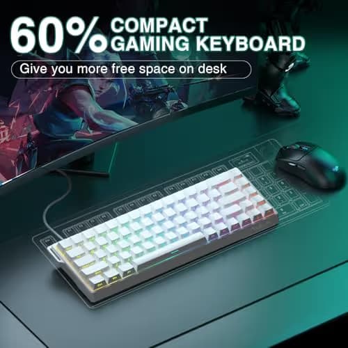 AULA WIN68HE Wired Magnetic Keyboard White— Gray Wood Magnetic Switch image