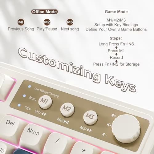 AULA S99 Tri-Mode (2.4G/BT/Wired) Programmable Full Size Membrane Gaming Keyboard Green & Beige image