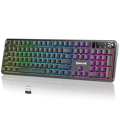 Redragon RM104 Wireless Gaming Keyboard with Knob, Tri-Mode BT/2.4G/USB-C RGB Computer Keyboards, 4000mAh Battery, Programmable Software Support, Anti-Ghosting, Compatible with PC Mac main image