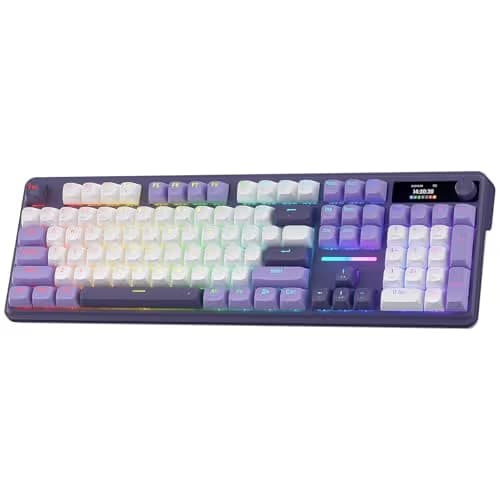 Redragon K762 Wireless Gasket Gaming Keyboard w/Hype Screen & Knob, 104 Keys Mechanical Keyboard, Easy-Control 1.14’’ TFT Info Display, 5-Layer Noise Dampening, Round PBT Keycaps, Mint Mambo Switch image