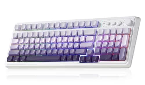 AULA S99 Tri-Mode (2.4G/BT/Wired) Programmable Full Size Membrane Gaming Keyboard Gradient Purple image