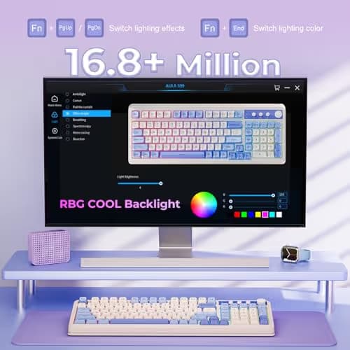 AULA S99 Tri-Mode (2.4G/BT/Wired) Programmable Full Size Membrane Gaming Keyboard Gradient Purple image