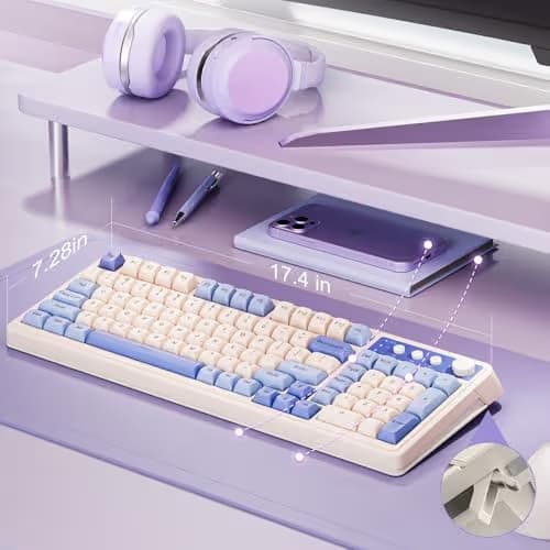 AULA S99 Tri-Mode (2.4G/BT/Wired) Programmable Full Size Membrane Gaming Keyboard Gradient Purple image