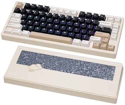 KEEBMONKEY WOBKEY Rainy 75 CNC Aluminum HMX/JWK/Cocoa Switches Triple-Mode Connectivity Mechanical Keyboard with Superior Acoustics, RGB/FR4/Silver SUS304/7000mAh/Cocoa Switch (Pro - White) main image