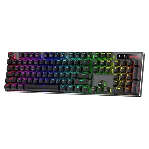 Redragon K556 PRO Upgraded Wireless RGB Gaming Keyboard, BT/2.4Ghz Tri-Mode Aluminum Mechanical Keyboard w/No-Lag Connection, Hot-Swap Linear Quiet Red Switch image