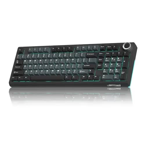 SOLAKAKA KI99 Pro Wireless Mechanical Keyboard Quiet Switch,Hot Swappable Pre-Lubed Switches Silent Keyboard with RGB Backlit,Gasket Structure Computer Gaming Keyboards(BlackBlue, Silent Switch) image