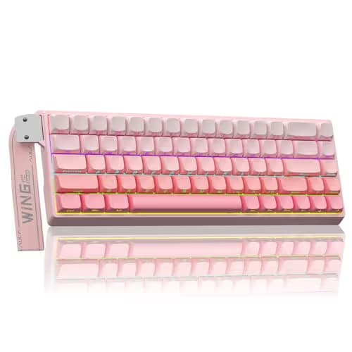 AULA WIN68HE Wired Magnetic Keyboard Pink — Gray Wood Magnetic Switch main image