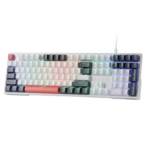 Redragon K668 RGB Gaming Keyboard, 108 Keys Wired Mechanical Keyboard w/Extra 4 Hotkeys, Sound Absorbing Foams, Upgraded Hot-swappable Socket, Mixed Color Keycaps x 2 Sets, Red Switch main image