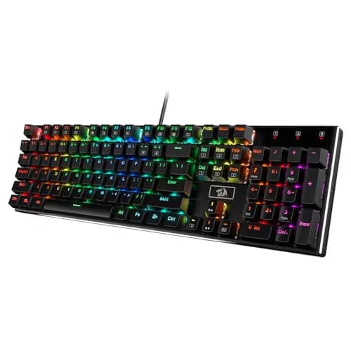 Redragon K556 RGB LED Backlit Wired Mechanical Gaming Keyboard, 104 Keys Hot-Swap Mechanical Keyboard w/Aluminum Base, Upgraded Socket and Noise Absorbing Foams, Soft Tactile Brown Switch image