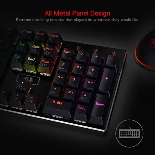 Redragon K556 RGB LED Backlit Wired Mechanical Gaming Keyboard, 104 Keys Hot-Swap Mechanical Keyboard w/Aluminum Base, Upgraded Socket and Noise Absorbing Foams, Soft Tactile Brown Switch image