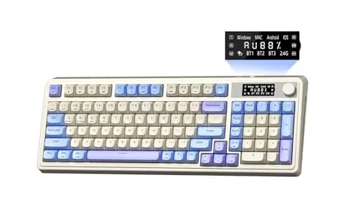 AULA S99 Pro Gaming Keyboard, Cute Creamy Keyboard with Number Pad Smart Screen, Tri-Mode Bluetooth/2.4G/USB-C Computer Keyboards, Media Knob Custom RGB Backlit Feel for MAC Xbox PC Gamer - Purple main image