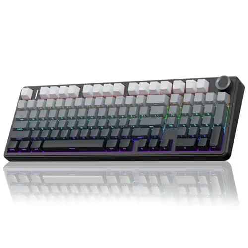 AULA F99 Pro Wireless Mechanical Keyboard with Knob,Gasket Structure,Tri-Mode BT5.0/USB-C/2.4GHz Hot Swappable Keyboard,Creamy Sound,RGB Backlit PBT Keycaps Computer Gaming Keyboards main image