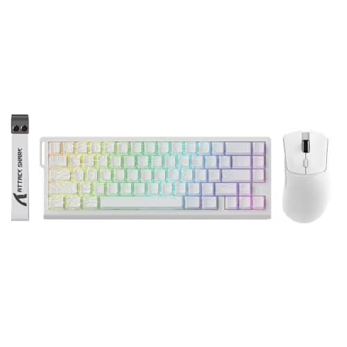 ATTACK SHARK X68 HE Wired Rapid Trigger Mechanical Gaming Keyboard and R1 Mouse with Adjustable Actuation,Coiled Cable,USB C/2.4Ghz Wireless/BT Ultralight 18K DPI Mice for Esport Gamer(White Contour) main image