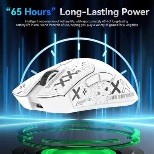 ATTACK SHARK X68 HE Wired Rapid Trigger Mechanical Gaming Keyboard and R1 Mouse with Adjustable Actuation,Coiled Cable,USB C/2.4Ghz Wireless/BT Ultralight 18K DPI Mice for Esport Gamer(White Contour) image