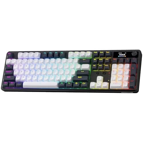 Redragon K761 Wireless Gasket Gaming Keyboard w/Hype Screen & Knob, 104 Keys Mechanical Keyboard, Easy-Control 1.26’ TFT Info Display, 5-Layer Noise Dampening, Custom Linear Switch, Abyssal Blue image