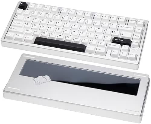 KEEBMONKEY WOBKEY Rainy 75 CNC Aluminum HMX/JWK/Cocoa Switches Triple-Mode Connectivity Mechanical Keyboard with Superior Acoustics, No RGB/PP/Mirrored Glass/3500mAh/Violet Switch (Lite - Silver) main image