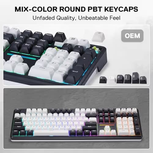 Redragon K745 PRO Wireless Gasket RGB Gaming Keyboard, 108 Keys Mechanical Keyboard White and Blue Mambo Switch image