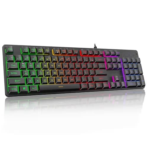 Redragon K521 Upgrade Rainbow LED Gaming Keyboard, 104 Keys Wired Mechanical Feeling Keyboard with Multimedia Keys, One-Touch Backlit, Anti-Ghosting, Compatible with PC, Mac, PS4/5, Xbox main image