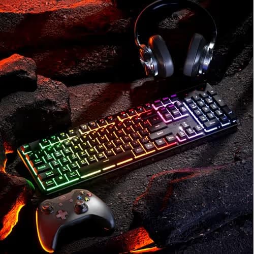 Redragon K521 Upgrade Rainbow LED Gaming Keyboard, 104 Keys Wired Mechanical Feeling Keyboard with Multimedia Keys, One-Touch Backlit, Anti-Ghosting, Compatible with PC, Mac, PS4/5, Xbox image