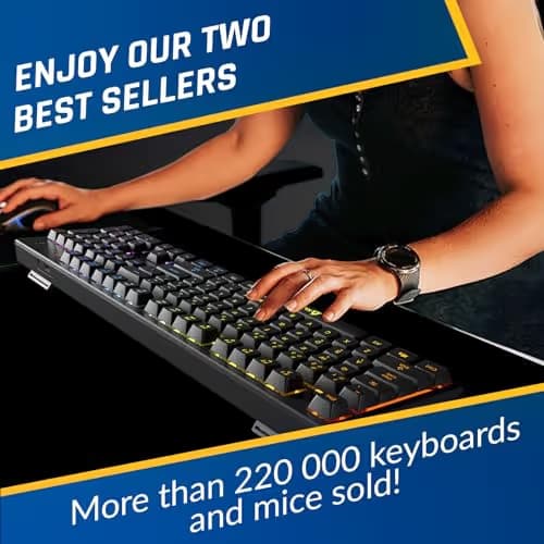 KLIM Chroma Wireless Keyboard and Mouse – RGB Backlit Gaming Combo, Rechargeable Wireless Keyboard & RGB Mouse, Durable & Ergonomic, Dual USB Receivers, Compatible with PC, Mac, PS4, PS5 image