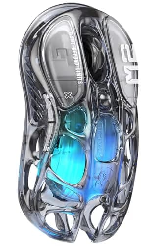 GravaStar Mercury M2 Wireless Gaming Mouse with 26,000 DPI, PAW3395DM Sensor -79g Lightweight Hollowed-Out Design -5 Programmable Buttons -5 Dynamic Lightsync RGB - Transparent Black main image