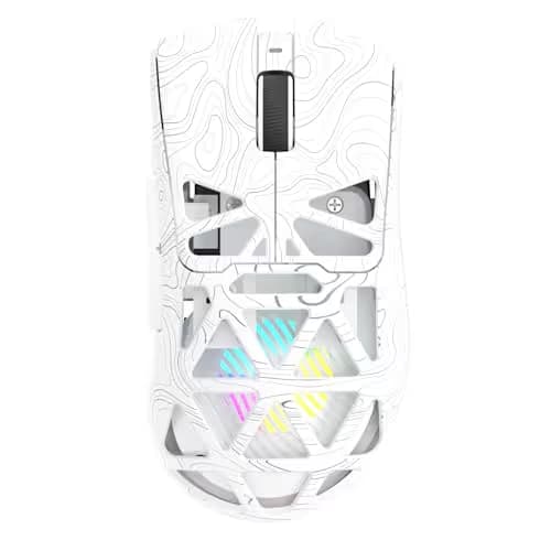 Aula SC620 Wireless Gaming Mouse, Tri-Mode 2.4GHz/USB-C/BT5.3 Computer Mouse with 12000 DPI, Programmable Macro Gamer Mouse with Rapid Fire Key, RGB Light Gaming Mice for PC/Laptop/Mac (Line White) main image