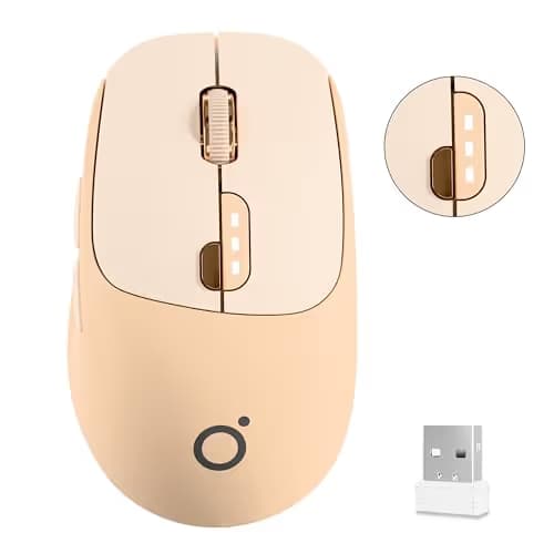 SEUNKWANG EWEADN Q5 Wireless Mouse, Bluetooth & 2.4G Quiet Computer Mouses with Battery Level Display, 1600 DPI, Ergonomic Office Mouse, 6 Button Portable Cute Computer Mouse for Laptop/PC/Mac - Pink image