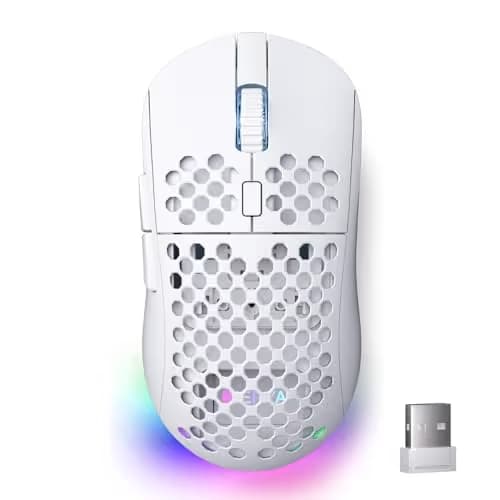 DIERYA M1 Wireless Gaming Mouse, 24000DPI, 180Hrs Battery, 16.8M RGB, 6 Programmable Buttons, Lightweight, Tri-Mode (2.4G/BT5.2/USB-C) for PC/Mac/Laptop - White main image