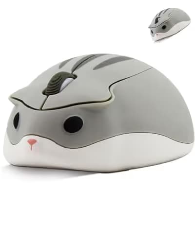 Wireless Mouse Cute Hamster Shape Silent Click Portable Compact Optical 1200DPI USB Cordless Mice for PC Laptop Computer Notebook MacBook Kids Girl Boy Men Women Adults School Office Work Gift (Gray) image
