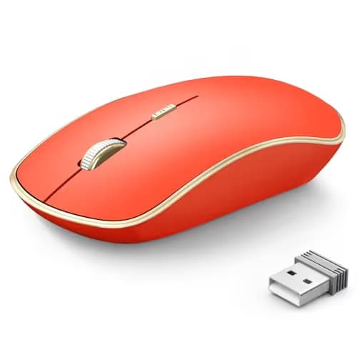 JOYACCESS Wireless Gaming Mouse, Slim Portable USB Mouse for Laptop, Computer, PC (Orange Red) image