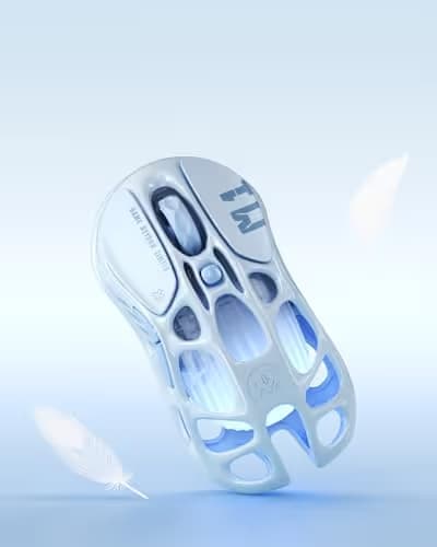 GravaStar Mercury M1 Pro Gaming Mouse, 78g Lightweight Magnesium Alloy, 26,000 DPI, PAW3395DM Sensor, 5 Programmable Buttons, Support Wired/2.4GHz/BT, Up to 200 Hours Battery Life (Ice Blue) image