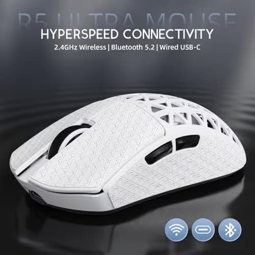 ATTACK SHARK R5 Ultra 8K Carbon Fiber Wireless White With Grip Tape image