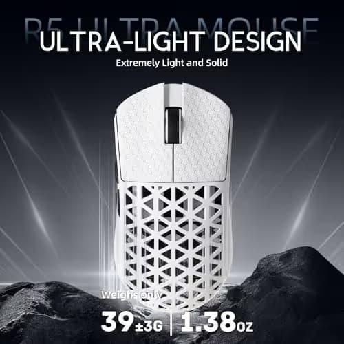 ATTACK SHARK R5 Ultra 8K Carbon Fiber Wireless White With Grip Tape image